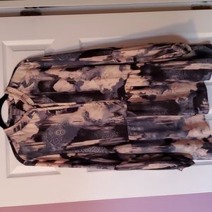KATE & MALLORY multi color print blouse with mandarin collar,polyester,1X,NWOT.